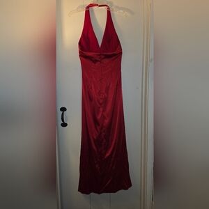 Elegant Red Halter Dress